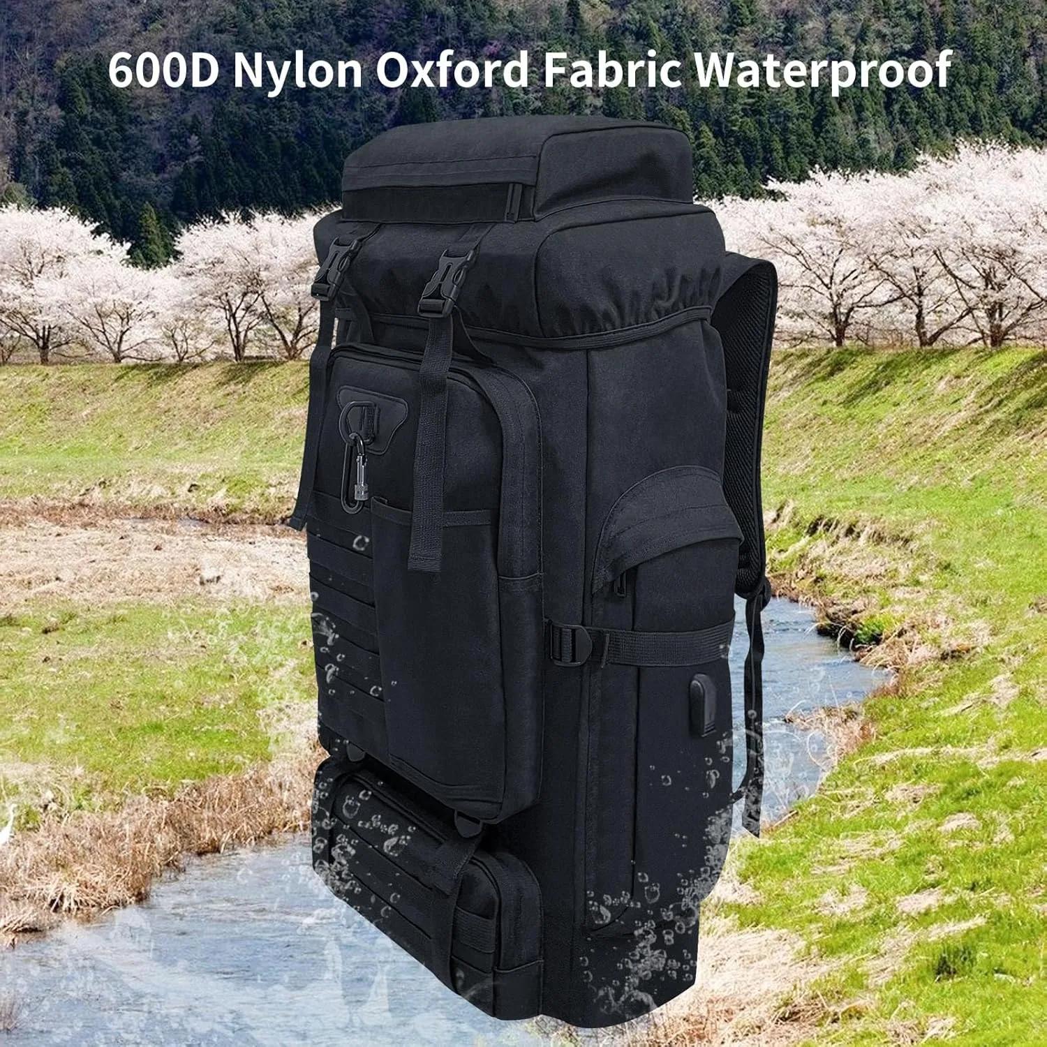 80L 100 Liters Camping Hiking Military Tactical Backpack,Water Resistant Large Travel Daypacks Outdoor MOLLE Rucksack
