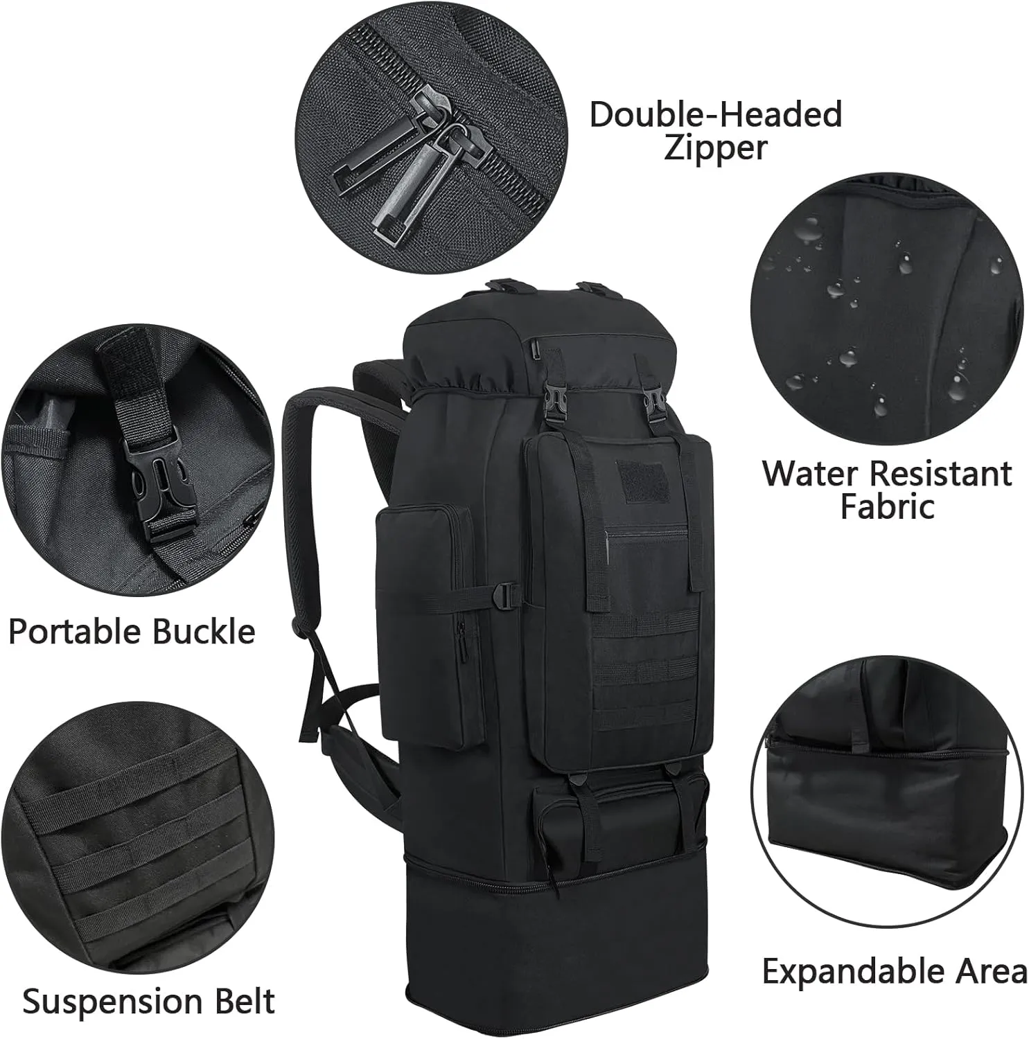 80L 100 Liters Camping Hiking Military Tactical Backpack,Water Resistant Large Travel Daypacks Outdoor MOLLE Rucksack