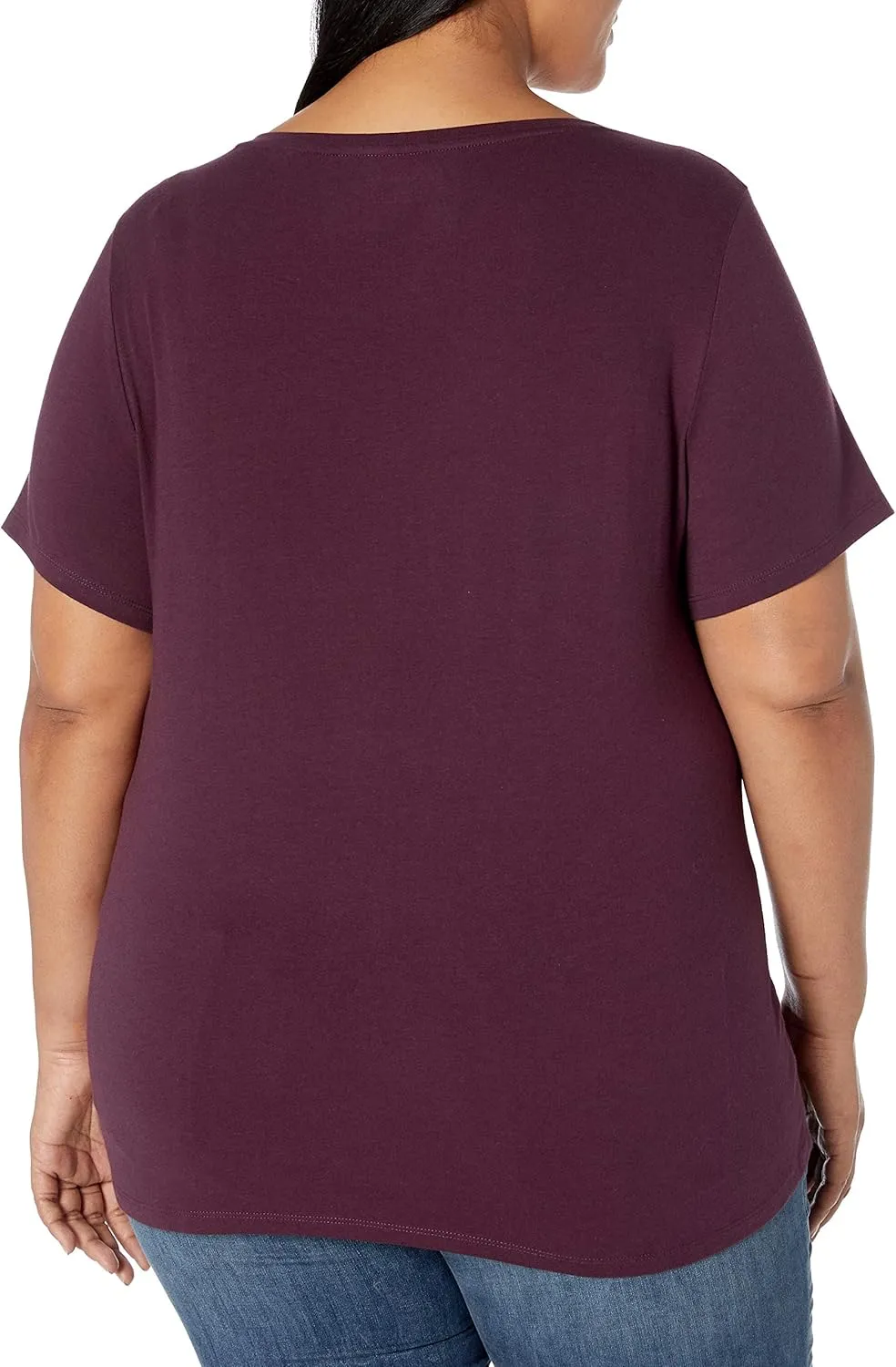 Amazon Essentials Women's Plus Size Short-Sleeve V-Neck T-Shirt, Multipacks