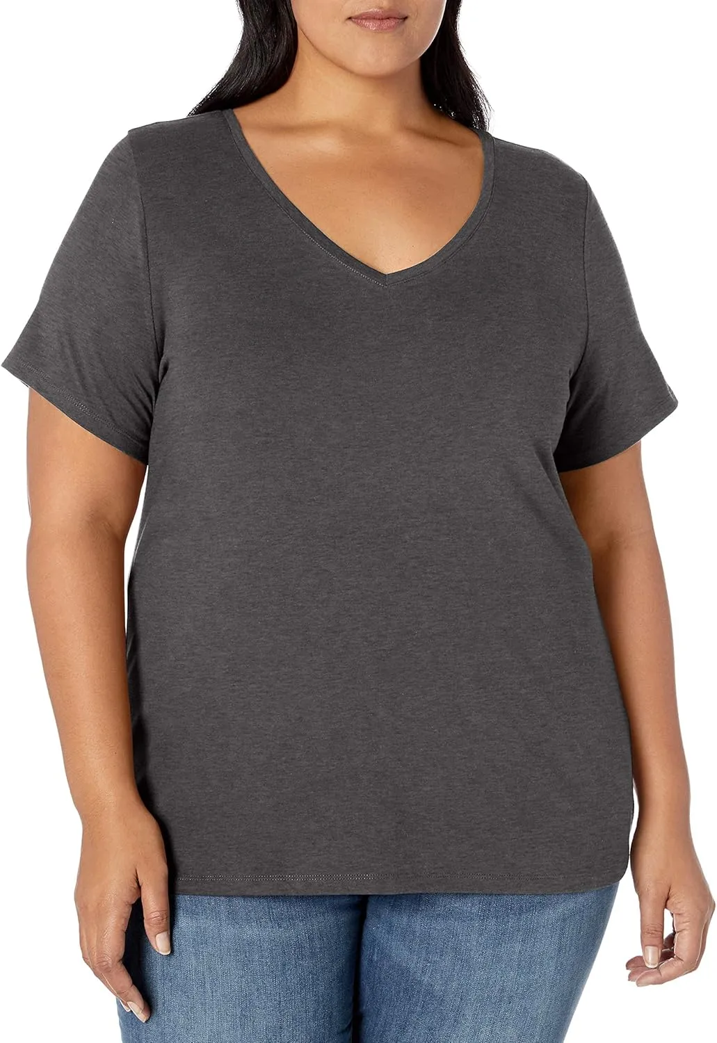 Amazon Essentials Women's Plus Size Short-Sleeve V-Neck T-Shirt, Multipacks