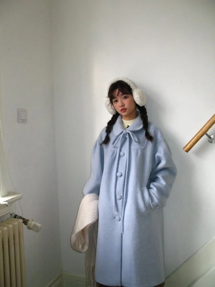 Aqua blue tweed coat【s0000005877】