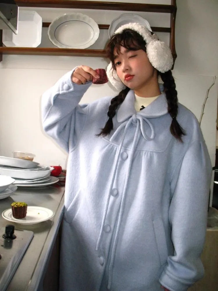 Aqua blue tweed coat【s0000005877】