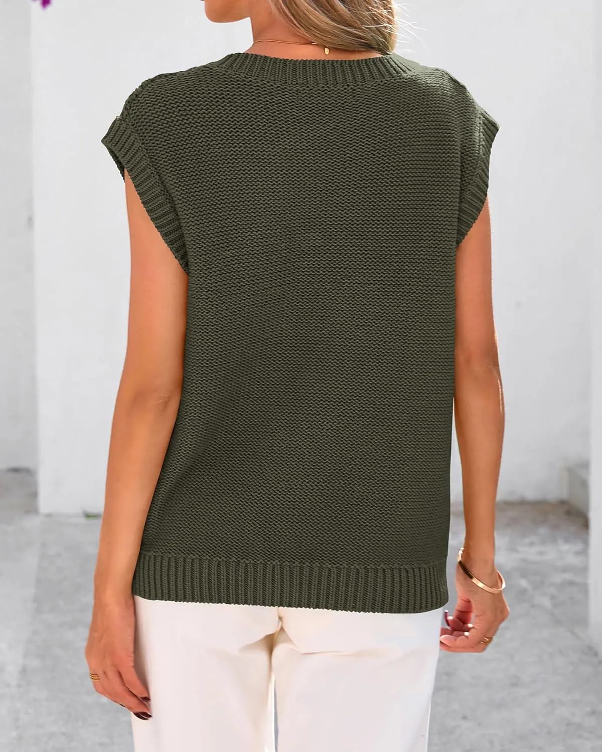 BTFBM Womens Oversized Sweater Vest 2025 Summer V Neck Casual Sleeveless Sweaters Loose Cable Knit Pullover Tops