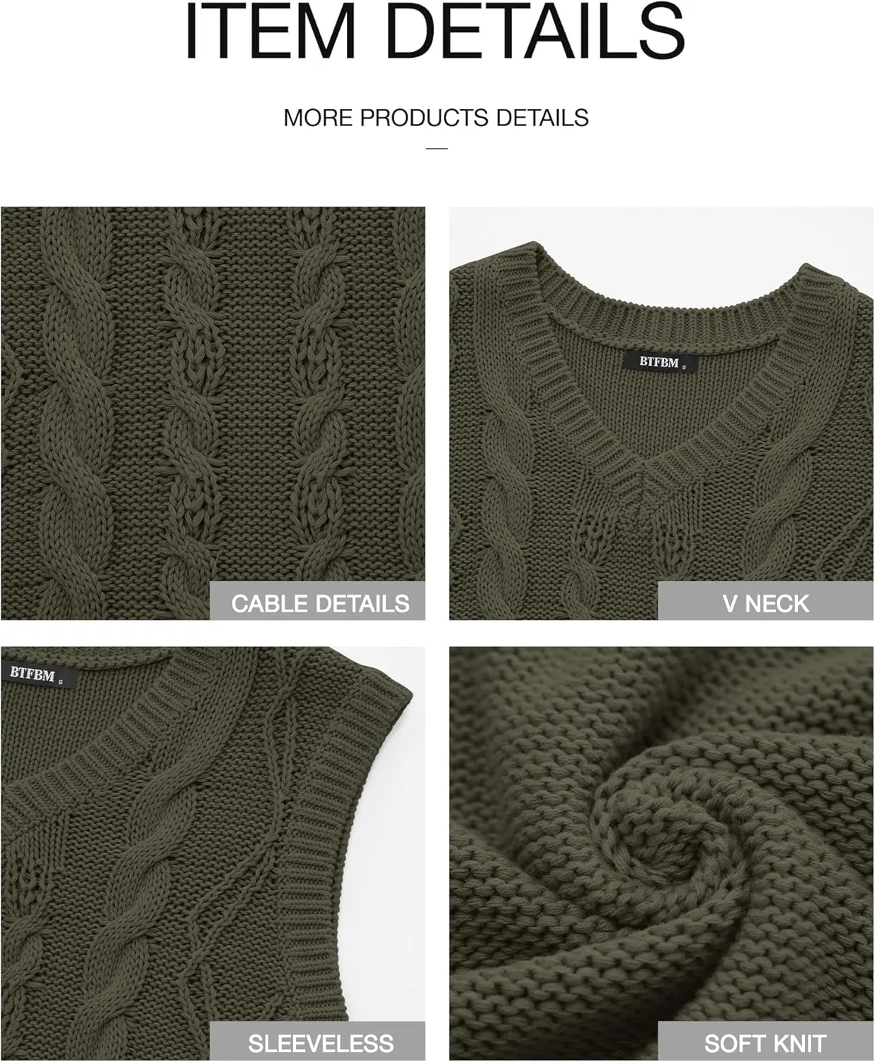 BTFBM Womens Oversized Sweater Vest 2025 Summer V Neck Casual Sleeveless Sweaters Loose Cable Knit Pullover Tops