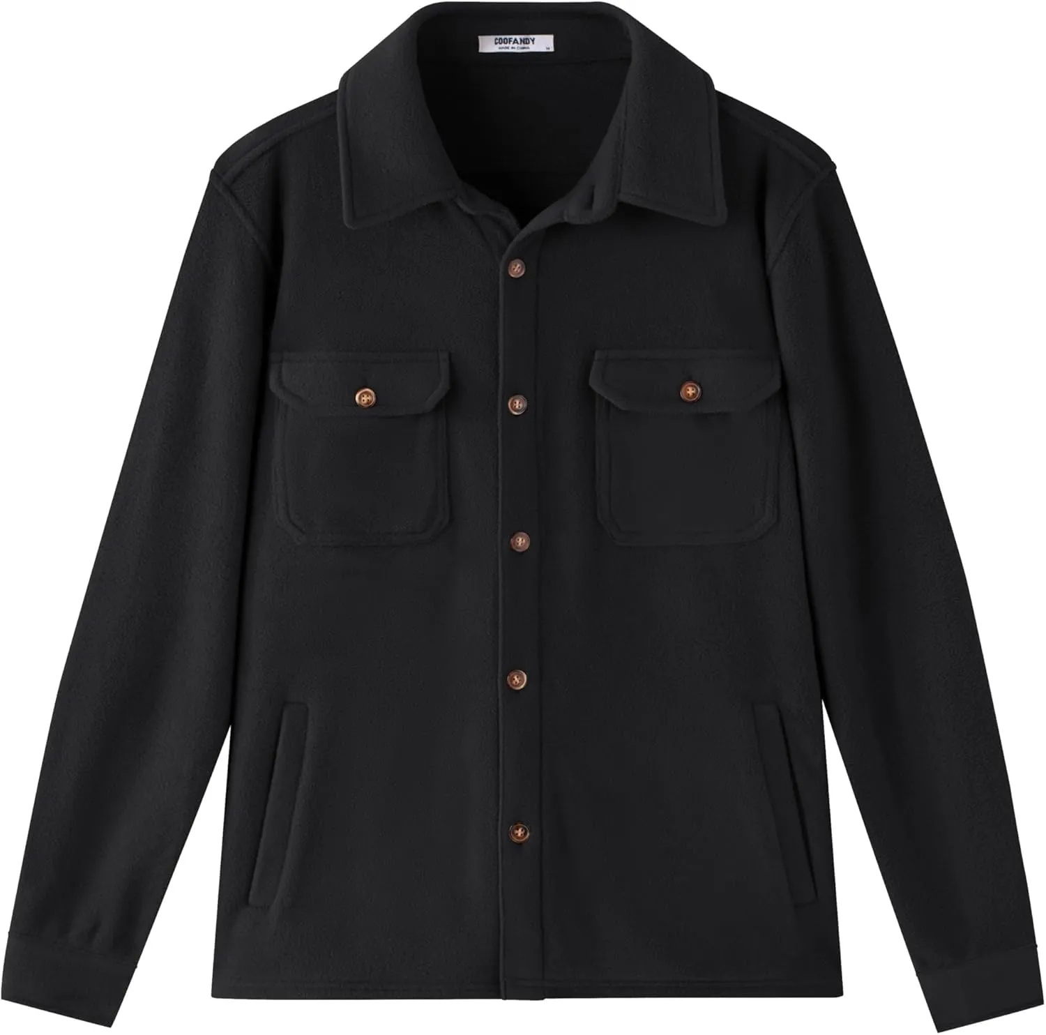COOFANDY Men's Polar Fleece Shacket Long Sleeve Casual Button Down Shirt Jacket with Pockets