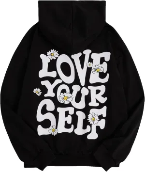 COZYEASE Girls' Letter Graphic Print Cute Hoodies Long Sleeve Pullover Hoodie Sweatshirt