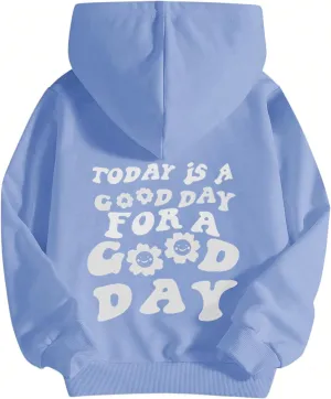 COZYEASE Girls' Letter Graphic Print Cute Hoodies Long Sleeve Pullover Hoodie Sweatshirt