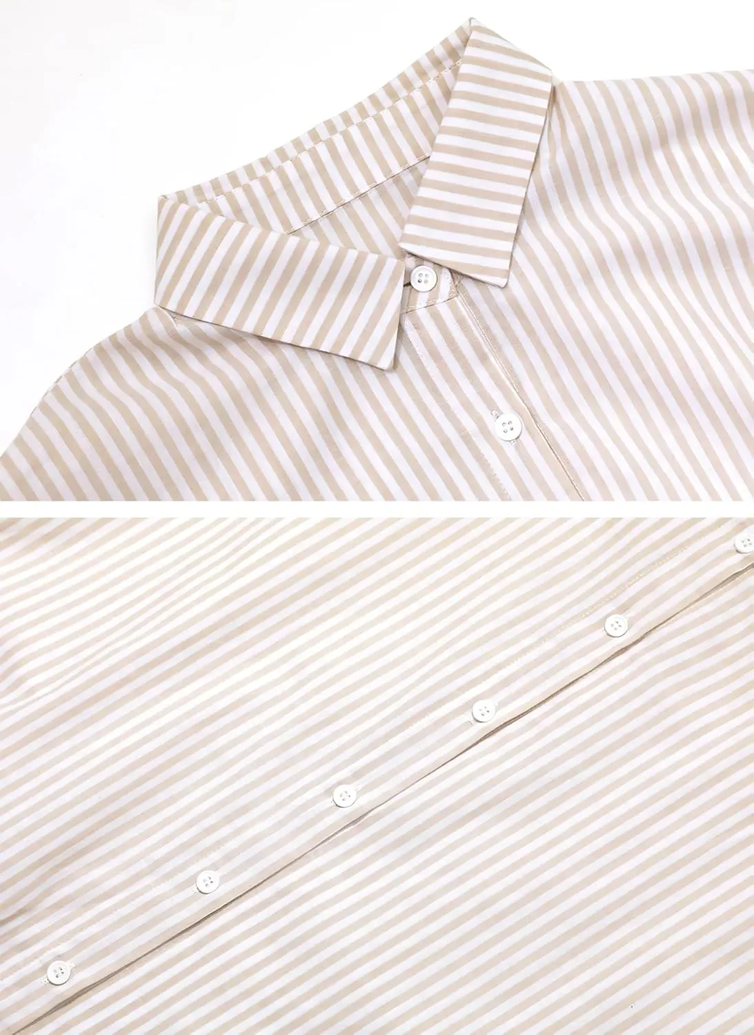ebossy Women's Casual Stripes Buttoned Long Sleeve Oversized Loose Fit Maxi Shirt Dress Plus Size