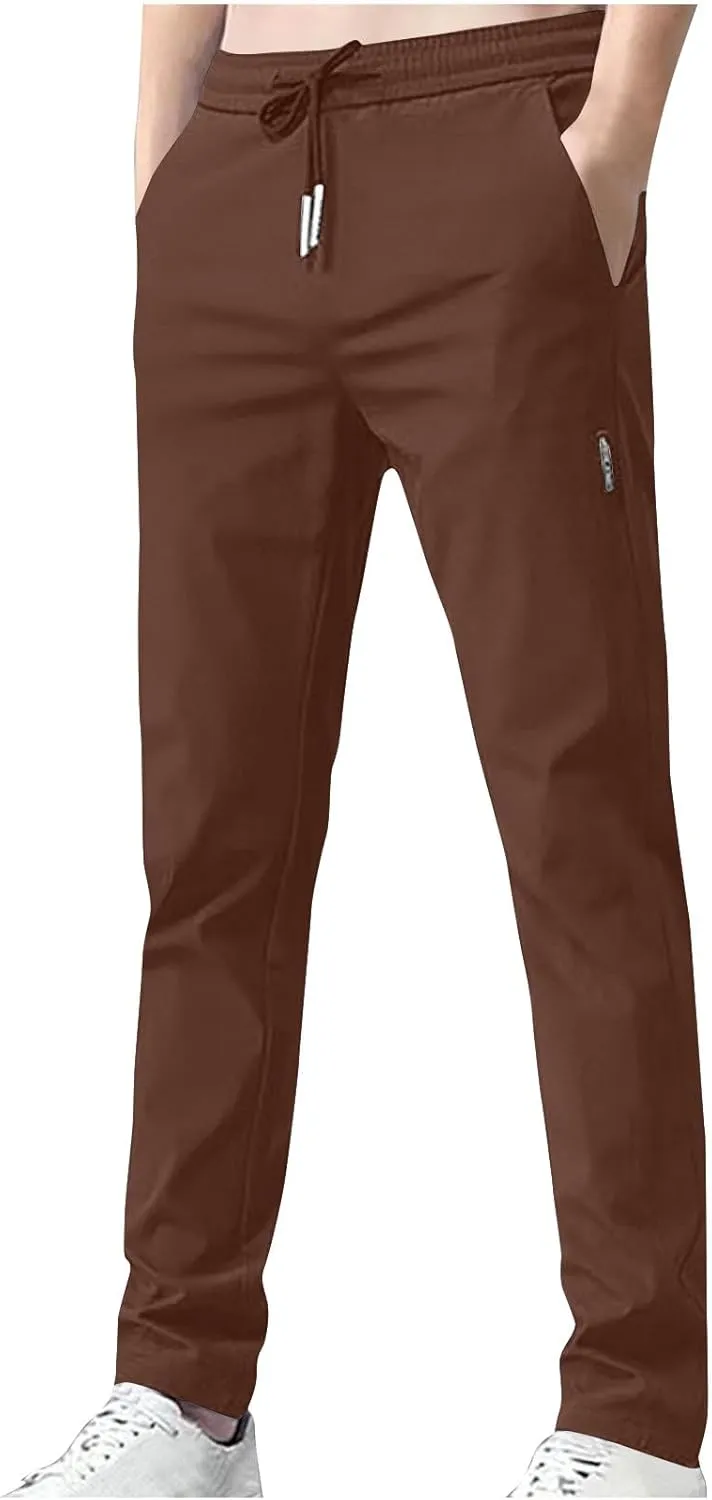 Golf Pants Men Straight Fit Fashion Running Jogger Pants Summer Cool Ice Silk Elastic Pant Waist Stretch Trousers