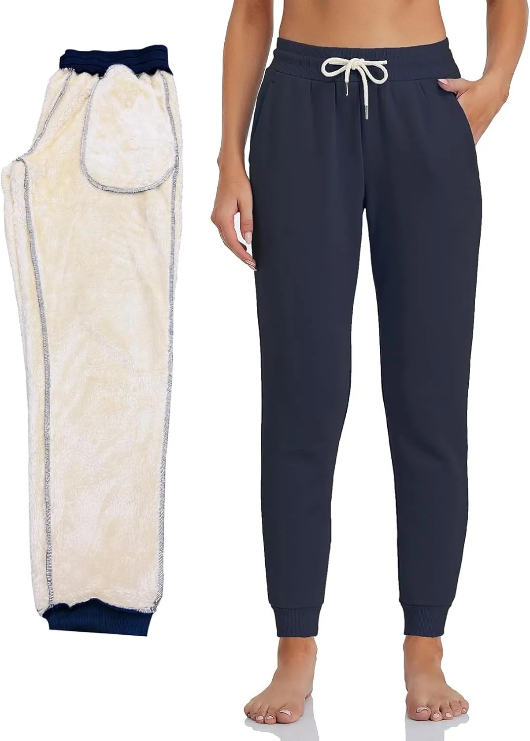 Inno Women's 28" 31" 34" 36" Sherpa Polar Fleece Lined Jogger Pants Warm Sweatpants Thermal Athletic Lounge Petite Tall