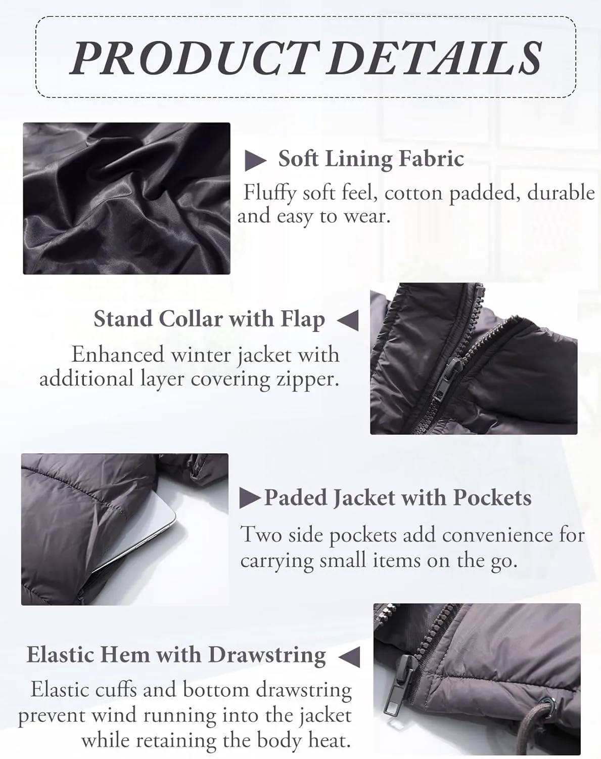 Kissonic Women's Cropped Puffer Jacket Full Zip Stand Collar Quilted Jacket Winter Coats with Pockets
