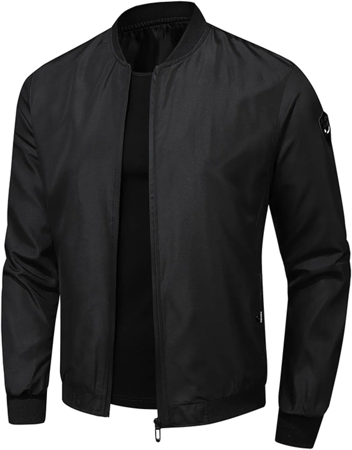 Men's Bomber Jacket Classic Solid Lightweight Casual Jackets Spring Fall Windbreaker Full Zip Up Coat with Pockets