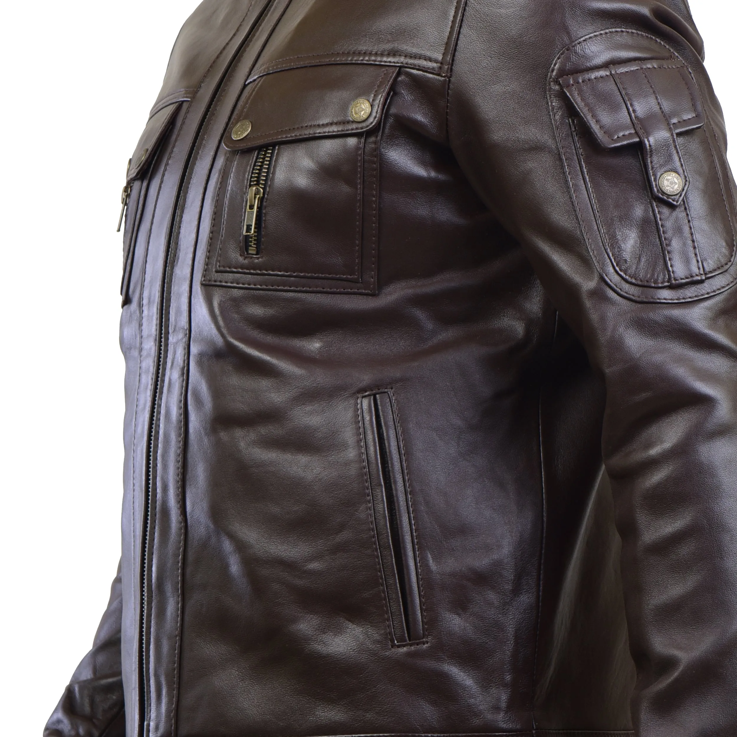 MENS LEATHER JACKET 410141(BROWN)
