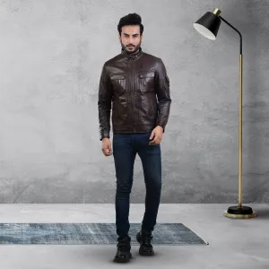 MENS LEATHER JACKET 410141(BROWN)