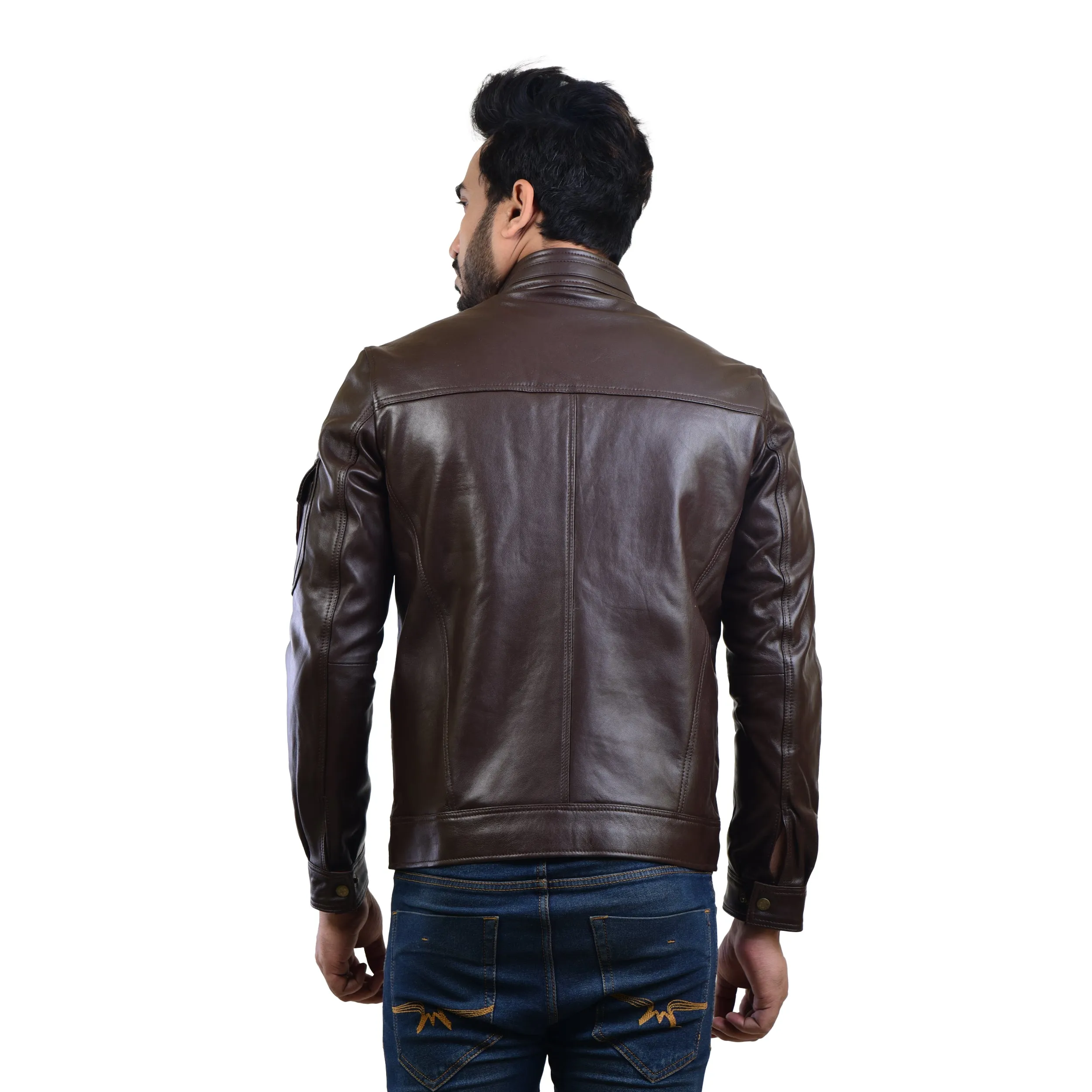MENS LEATHER JACKET 410141(BROWN)