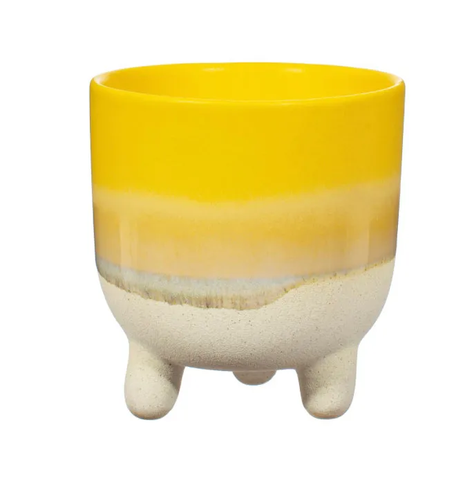 Mojave Glaze Large Planter In Yellow On Legs