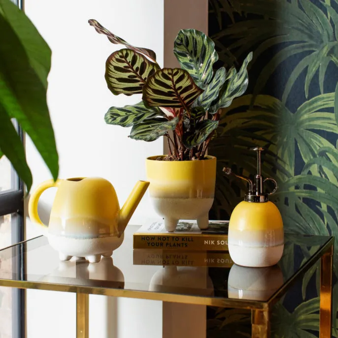 Mojave Glaze Large Planter In Yellow On Legs