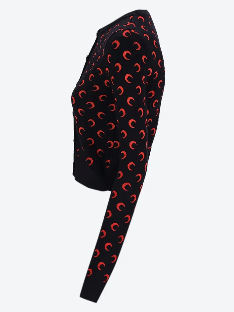 Moon jacquard knit fitted cardigan