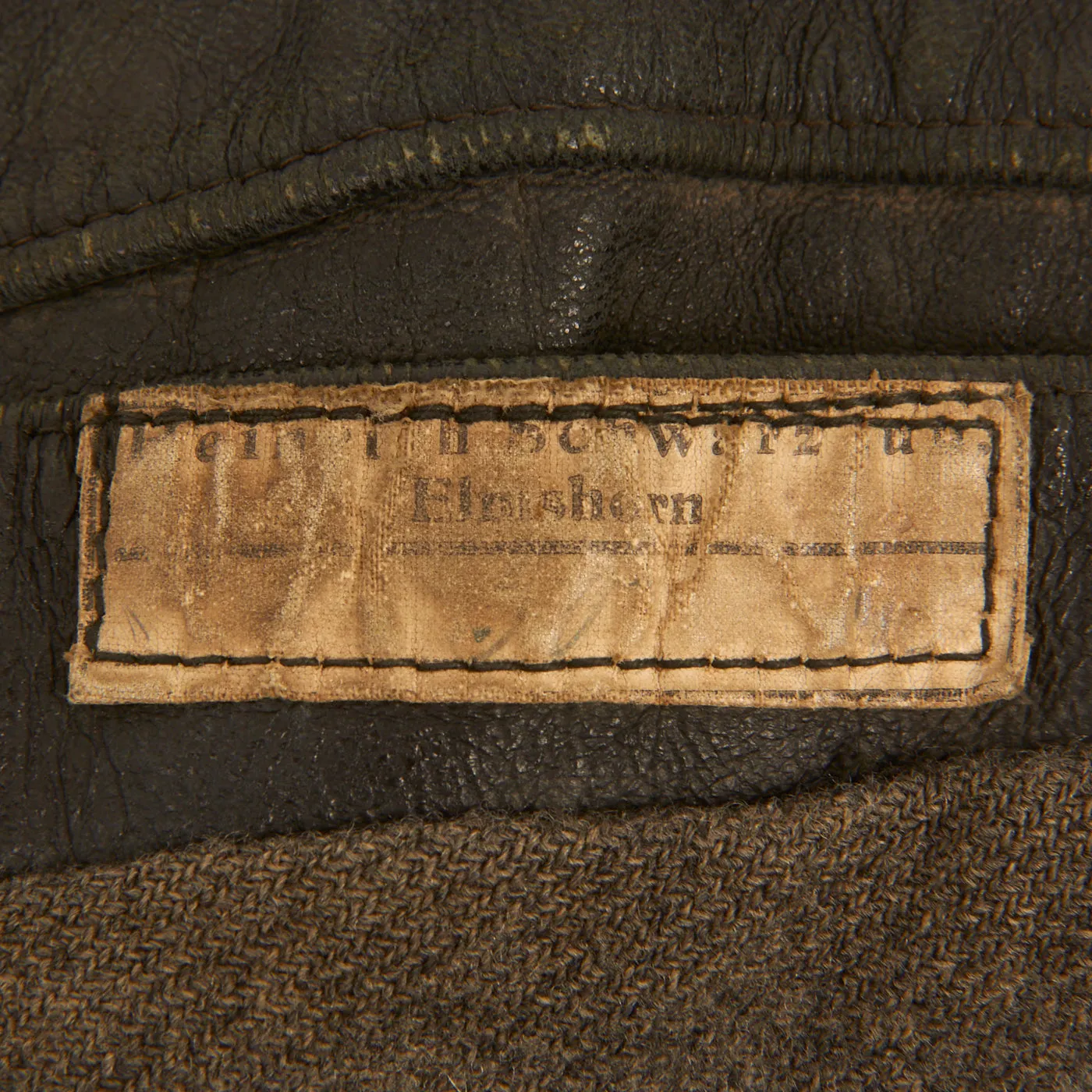 Original WWII German Kriegsmarine Leather Deck Jacket and Rubber Foul Weather Hat - dated 1942