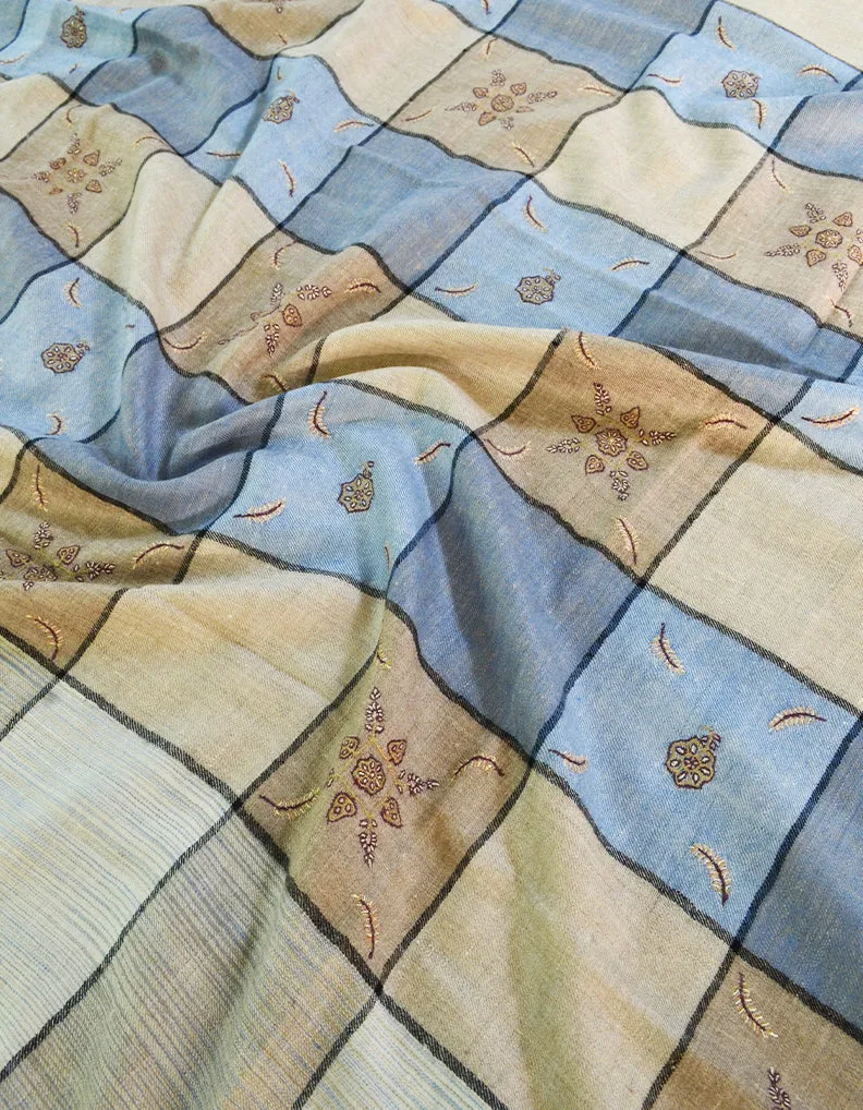Pattern Based Multicoloured Pashmina Shawl In Sozni 6511