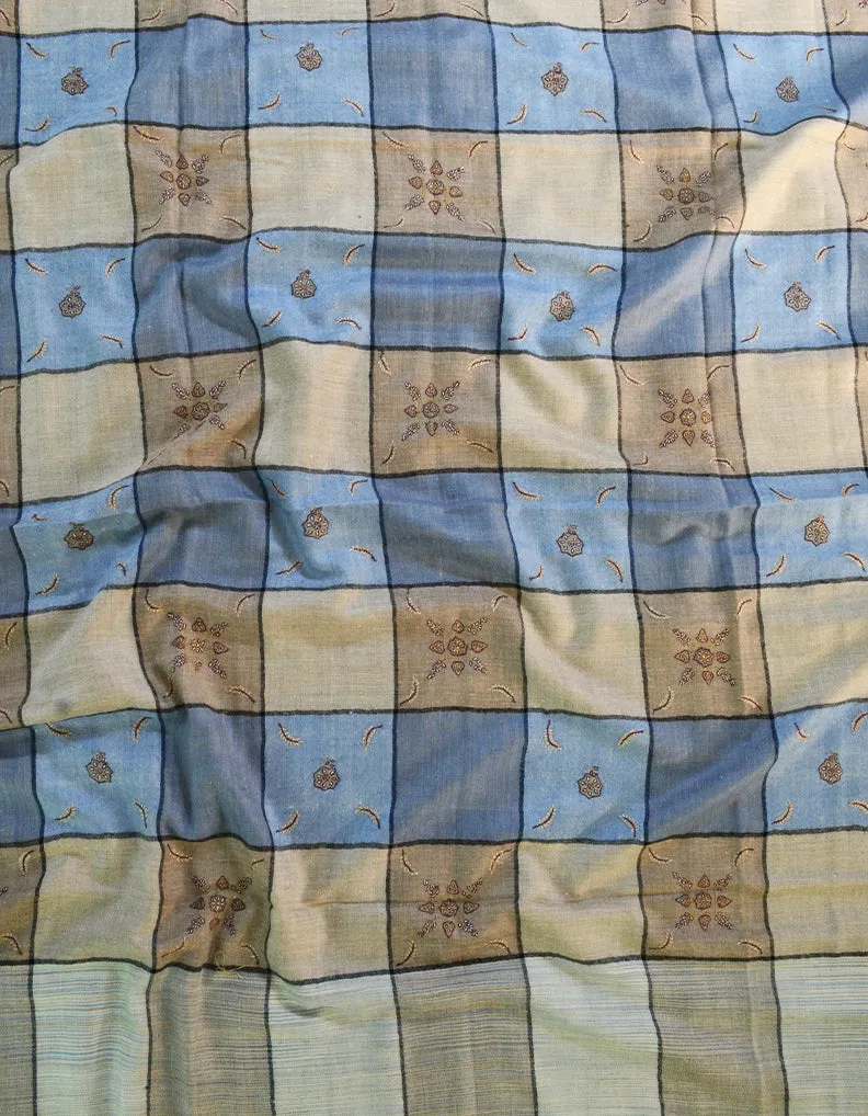 Pattern Based Multicoloured Pashmina Shawl In Sozni 6511