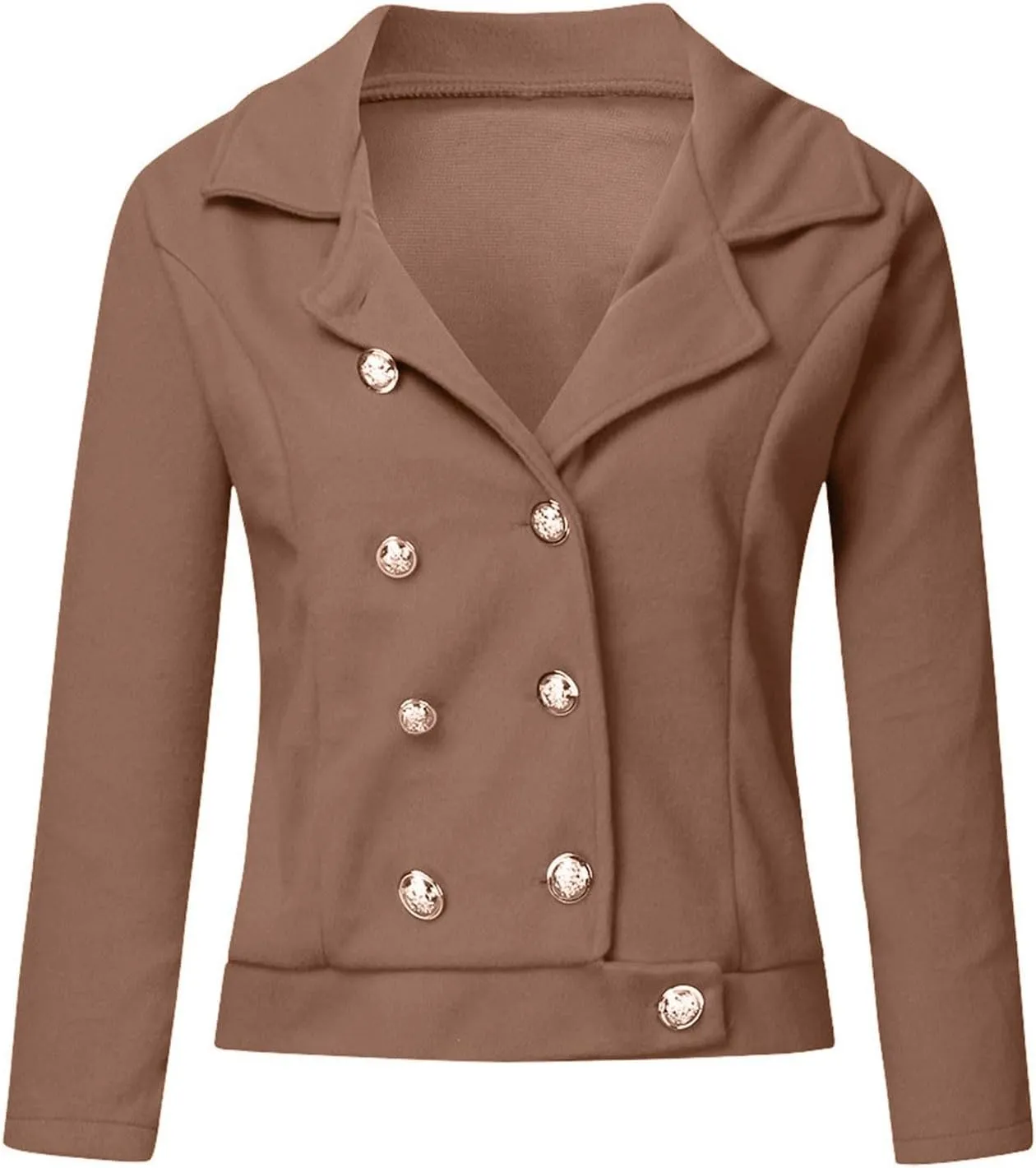 PeQAQ Womens Blazer Jacket Double Breasted Coat Woolen Long Sleeve Work Office Blazers 2023 Lapel Open Front Suit Jackets