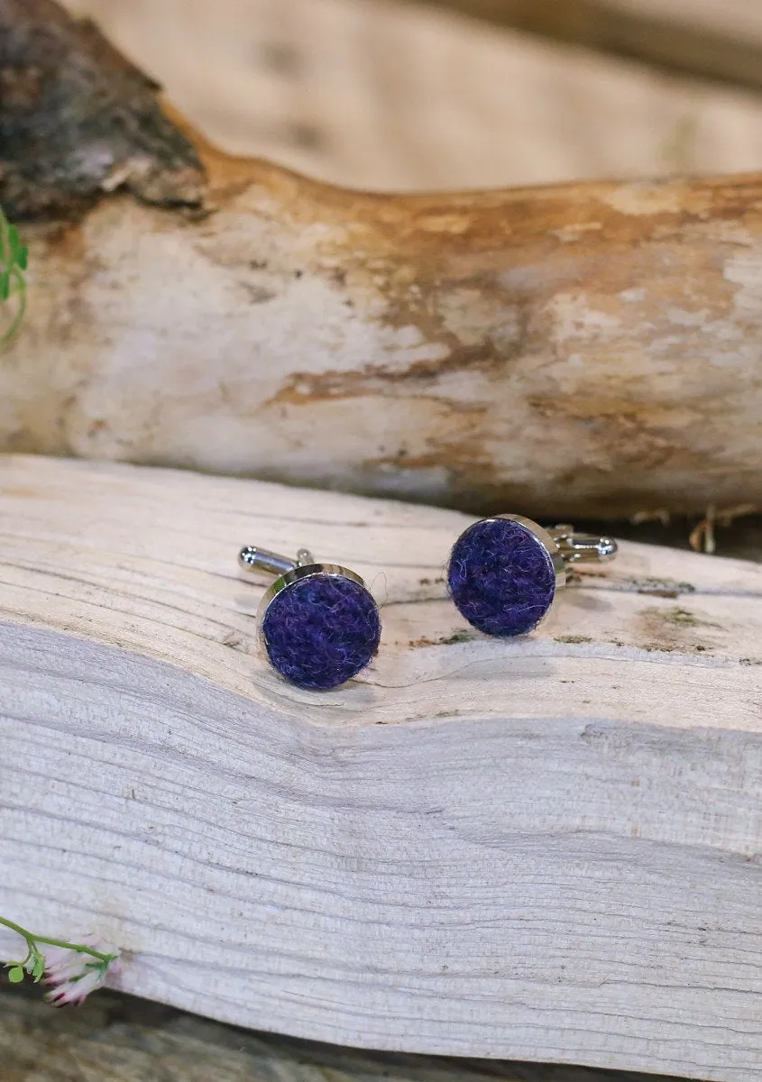 Purple and Green Harris Tweed Cufflinks