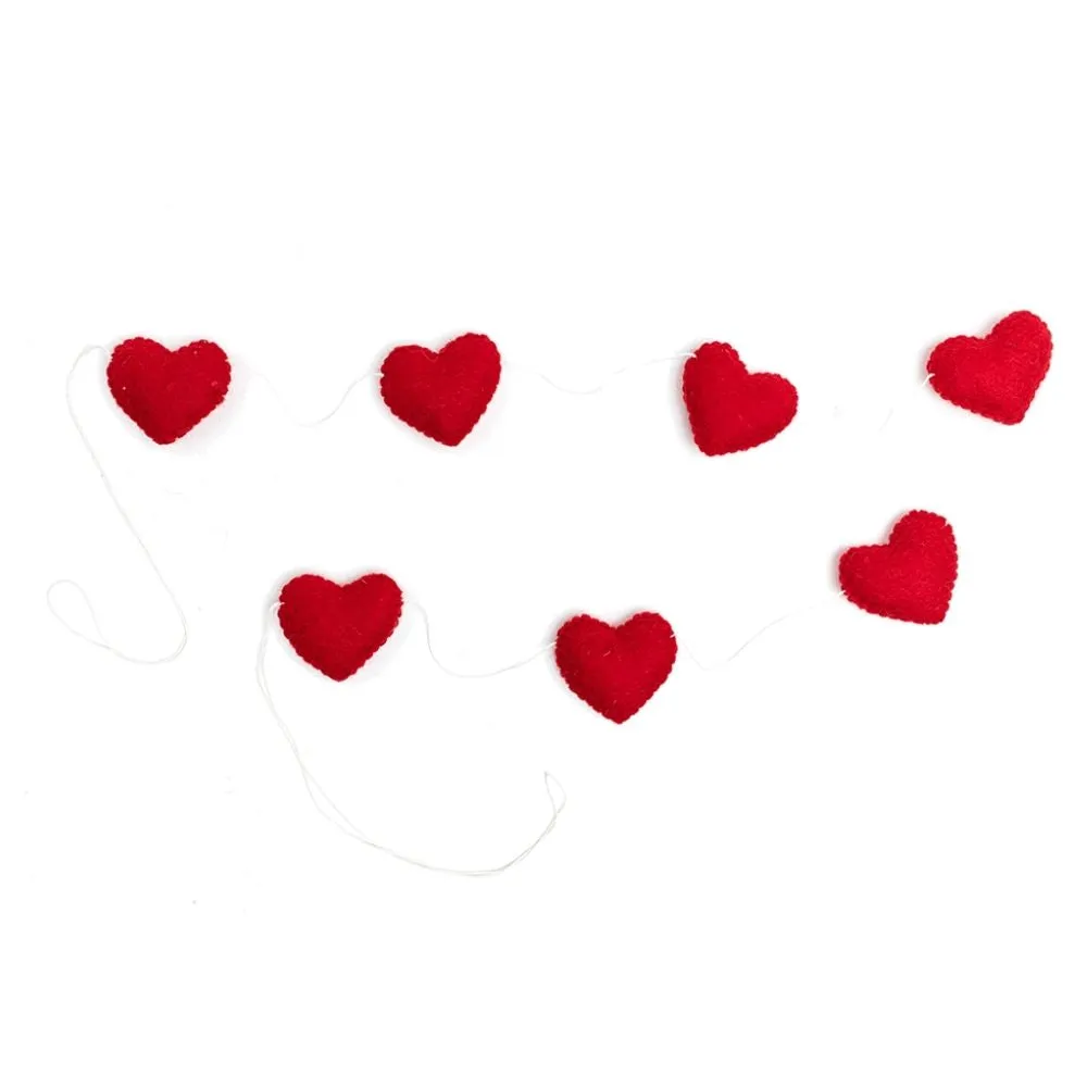Red Felt Hearts Garland