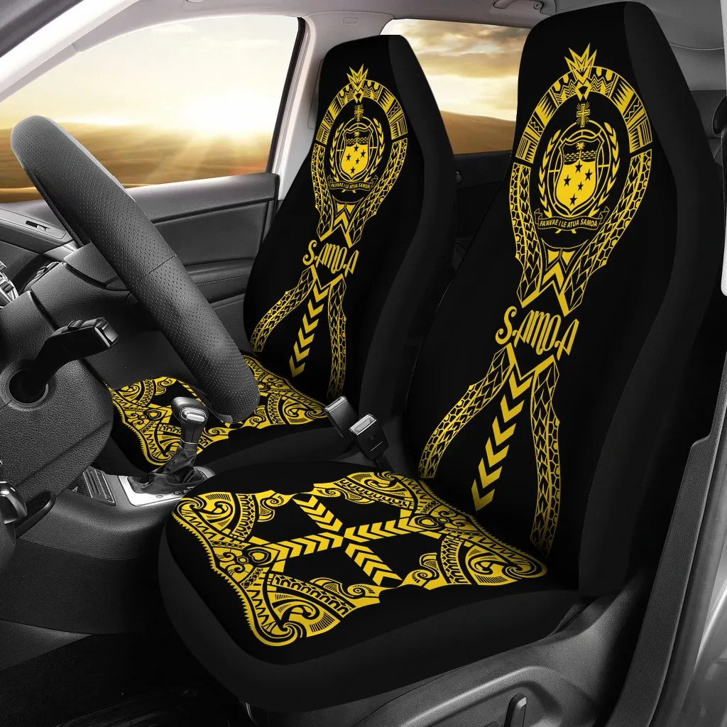 Samoa Car Seat Covers Samoa Coat Of Arms Polynesian Tribal Yellow