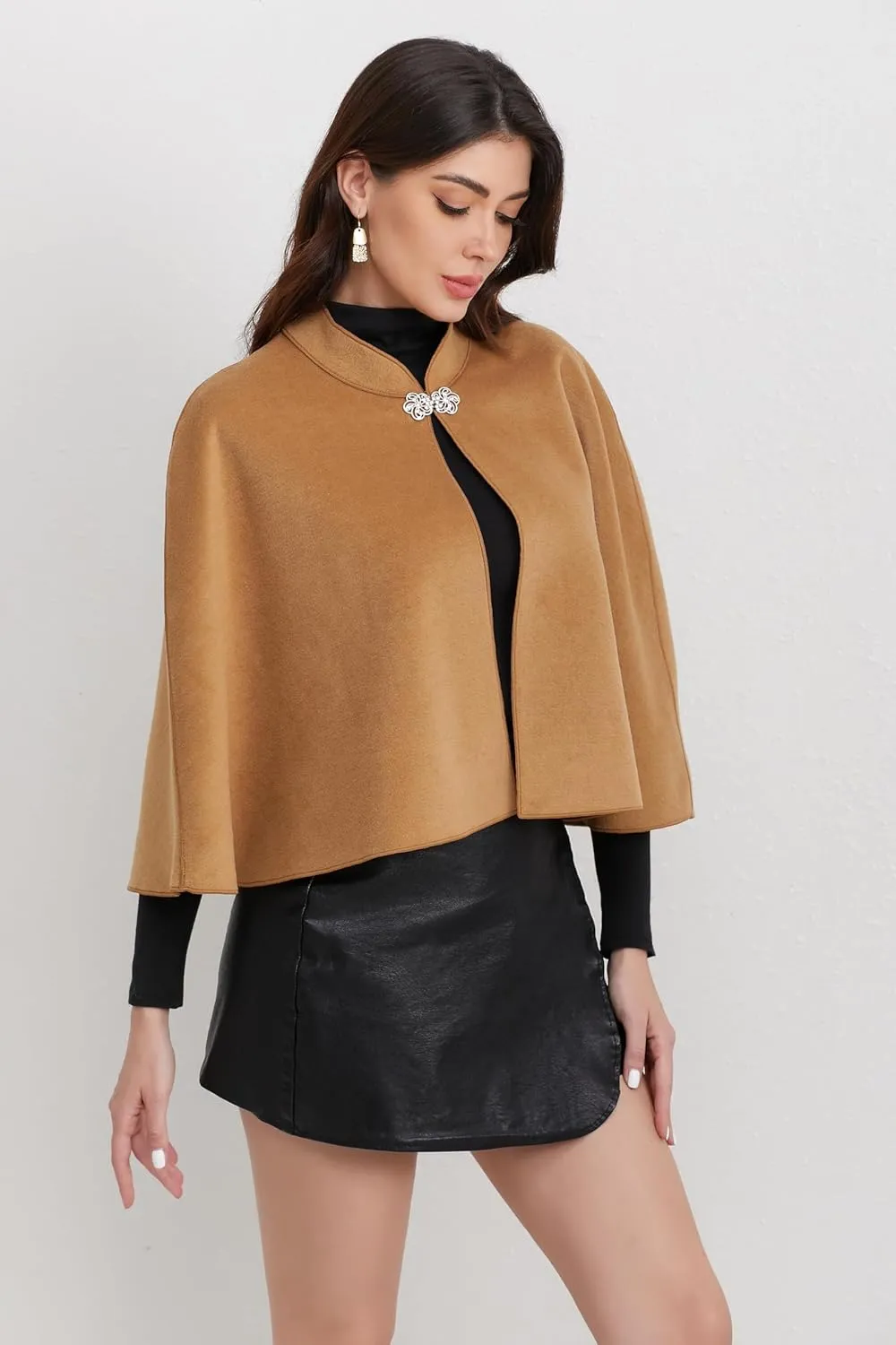 Short Cape for Womens Winter Warm Shawl Wraps Cardigan Dressy Cloak for Party