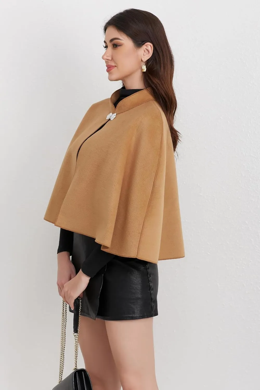 Short Cape for Womens Winter Warm Shawl Wraps Cardigan Dressy Cloak for Party