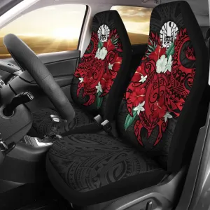 Tahiti Polynesian Car Seat Coat of Arms with Hibiscus and Sea Turtle (Red)