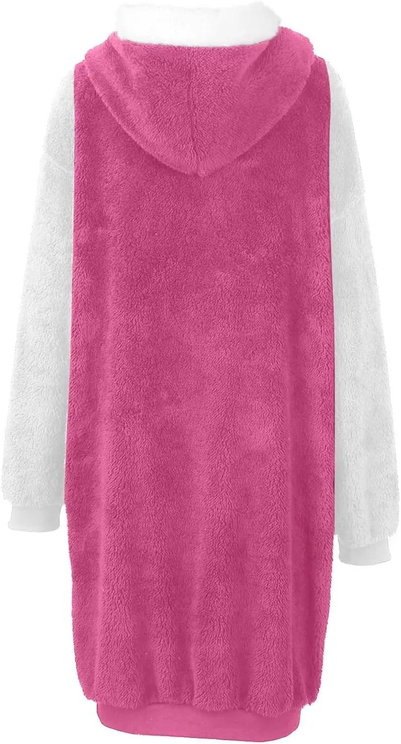 Winter Coats For Women,Women'S Solid Fleece Long Hooded Jacket Fuzzy Zipper Sherpa Outerwear Fall Clothes