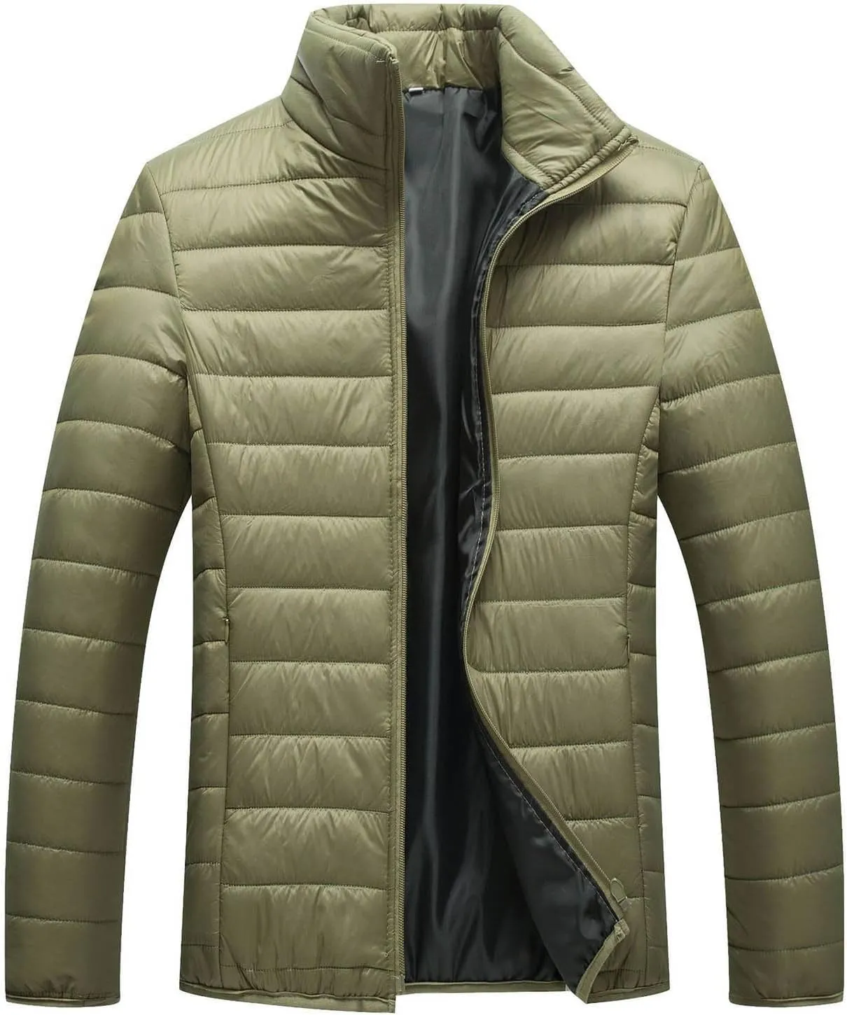 Winter Jackets for Men Lightweight Puffer Jacket Full Zip Warm Quilted Jackets Packable Down Jacket Stand Collar Coat