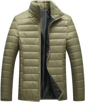 Winter Jackets for Men Lightweight Puffer Jacket Full Zip Warm Quilted Jackets Packable Down Jacket Stand Collar Coat