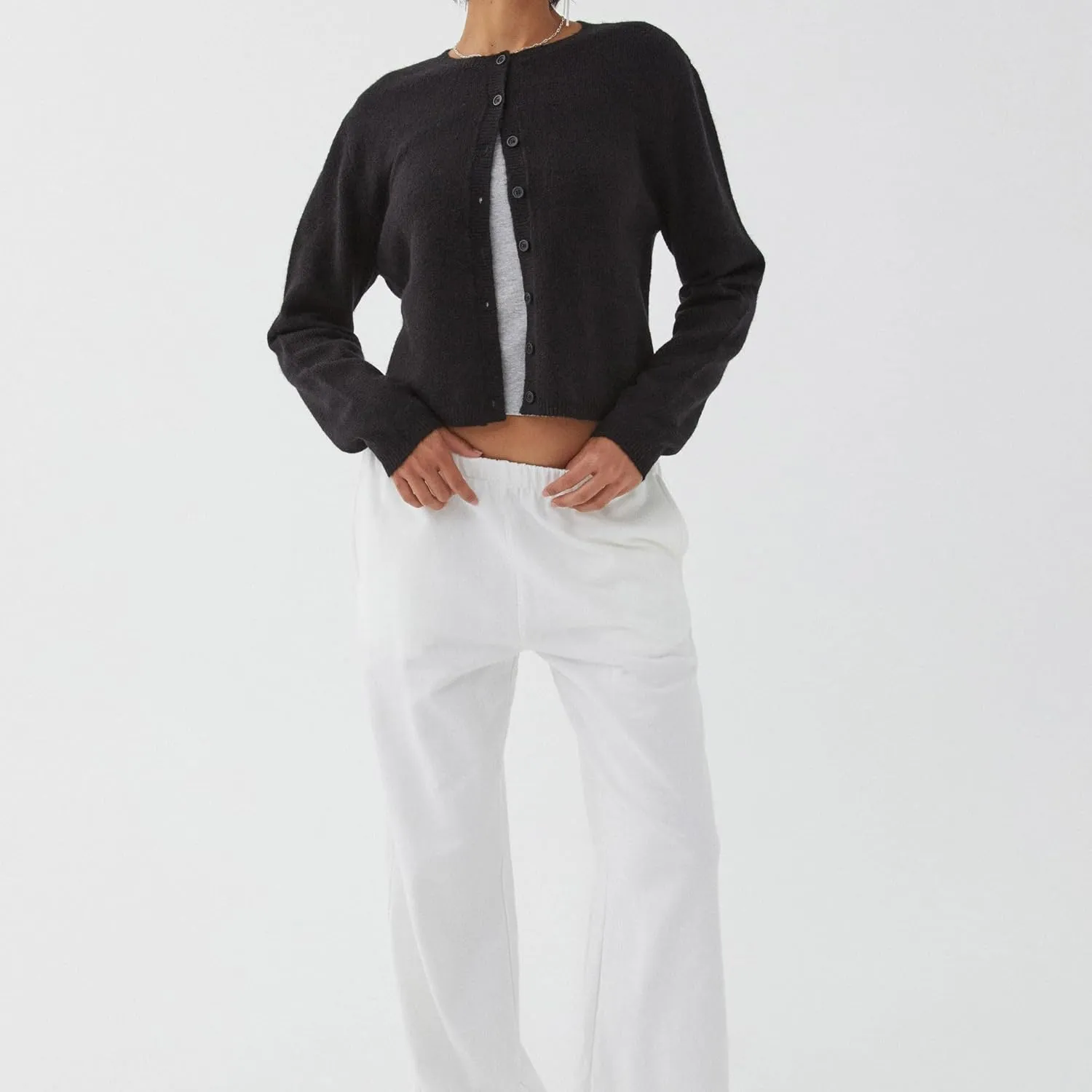 Women Y2k Crop Cardigan Sweater Long Sleeve Button Down Cardigan Vintage Open Front Sweater Cute Knit Pullover Tops