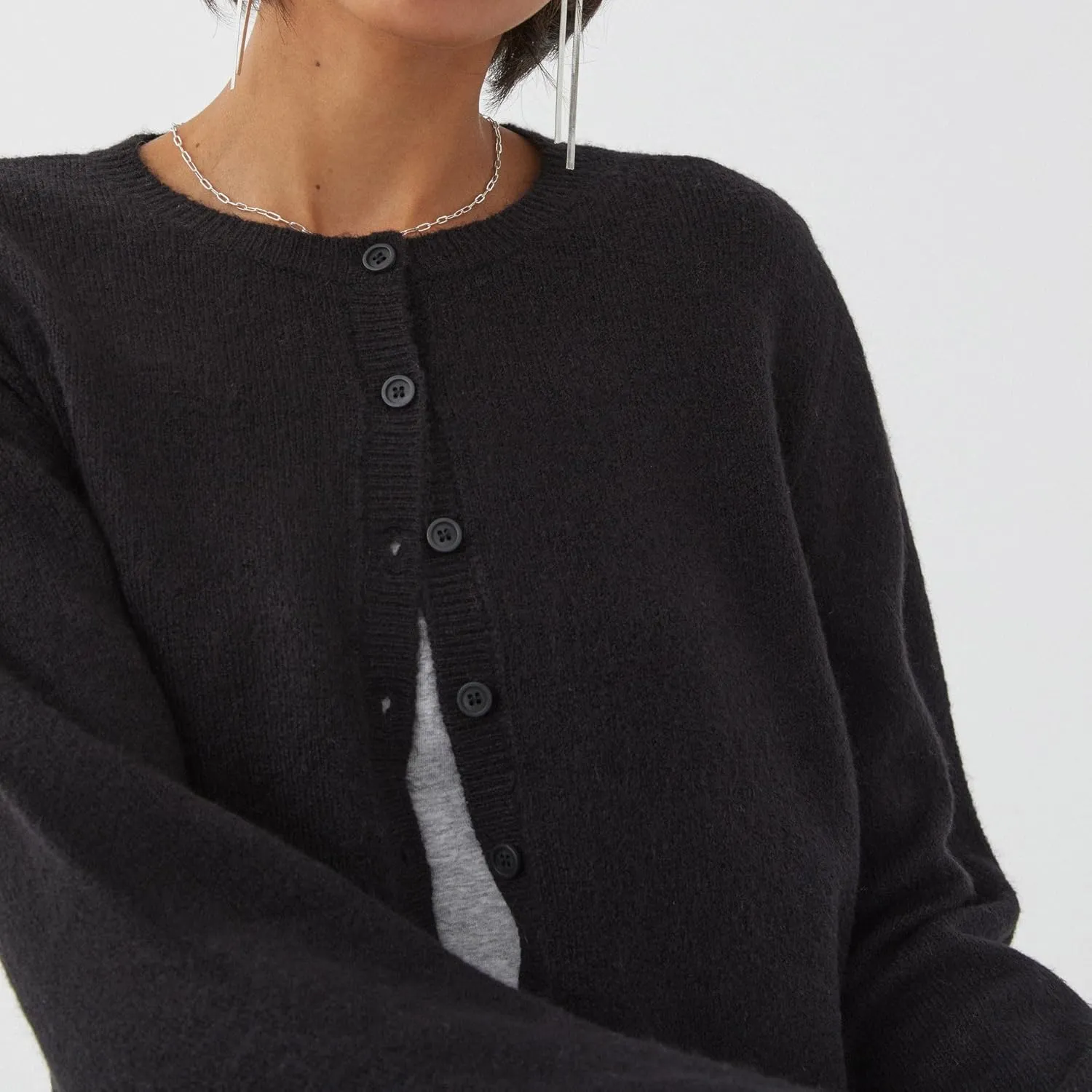 Women Y2k Crop Cardigan Sweater Long Sleeve Button Down Cardigan Vintage Open Front Sweater Cute Knit Pullover Tops