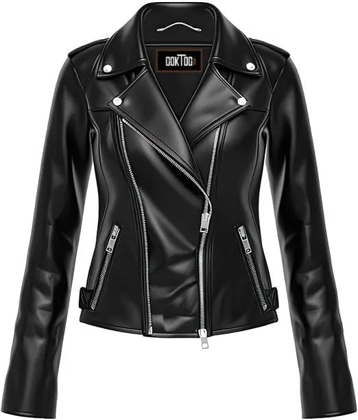 Women's Biker Multi Color Leather Jacket, Leather Biker Jacket for Women, Faux Leather Biker Bomber Jacket