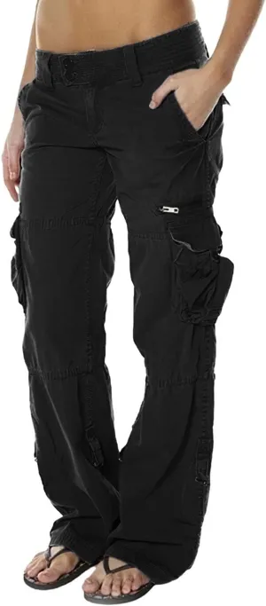 Women's Cargo Pants High Waisted Casual Wide Leg Pants Baggy Stretch Military Tactical Pants with Pockets