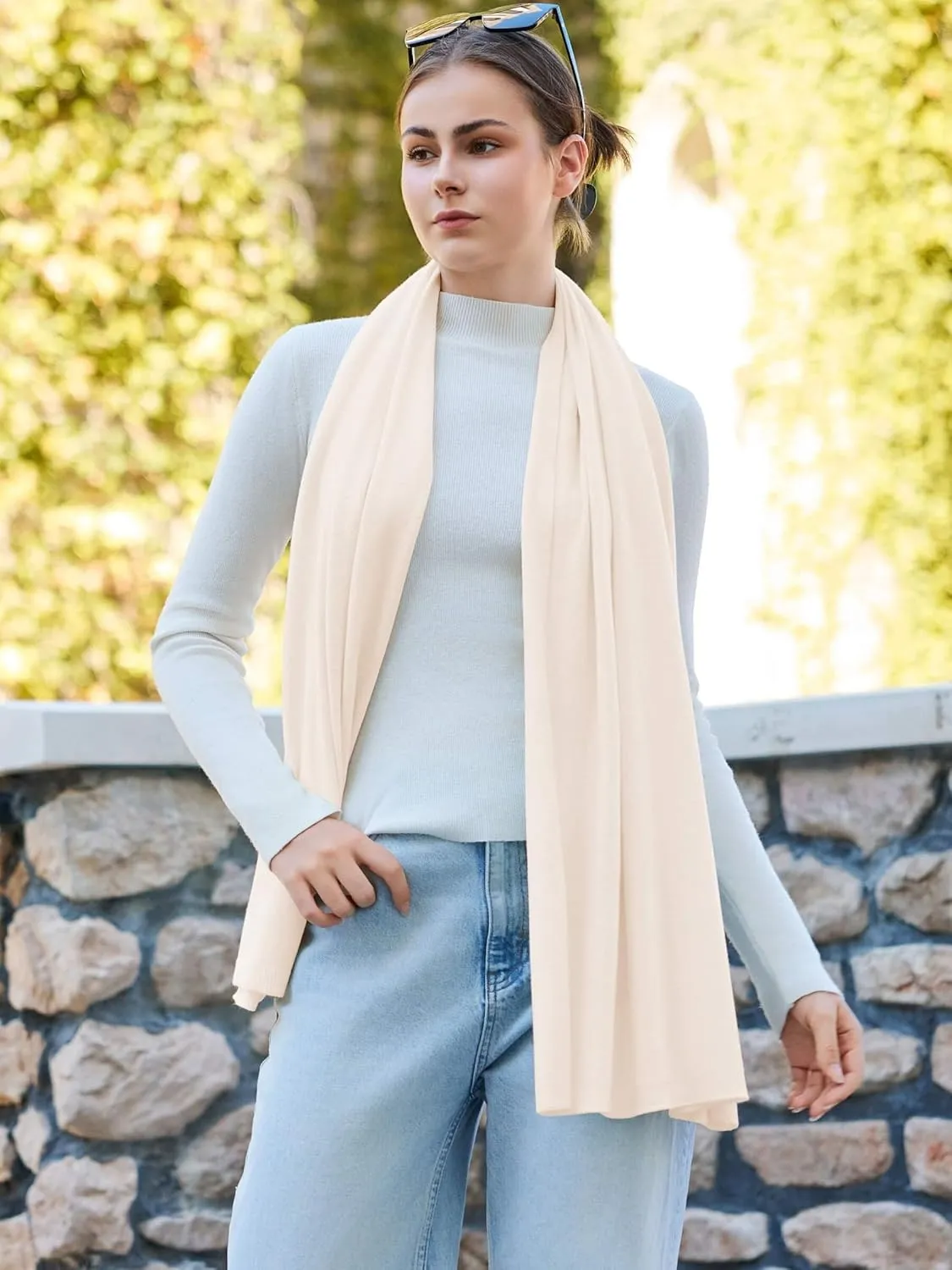 Women'S Shawl Wraps Poncho Sweater Lightweight Knit Scarf With Buttons Versatile Cape Cardigan Spring Summer Fall