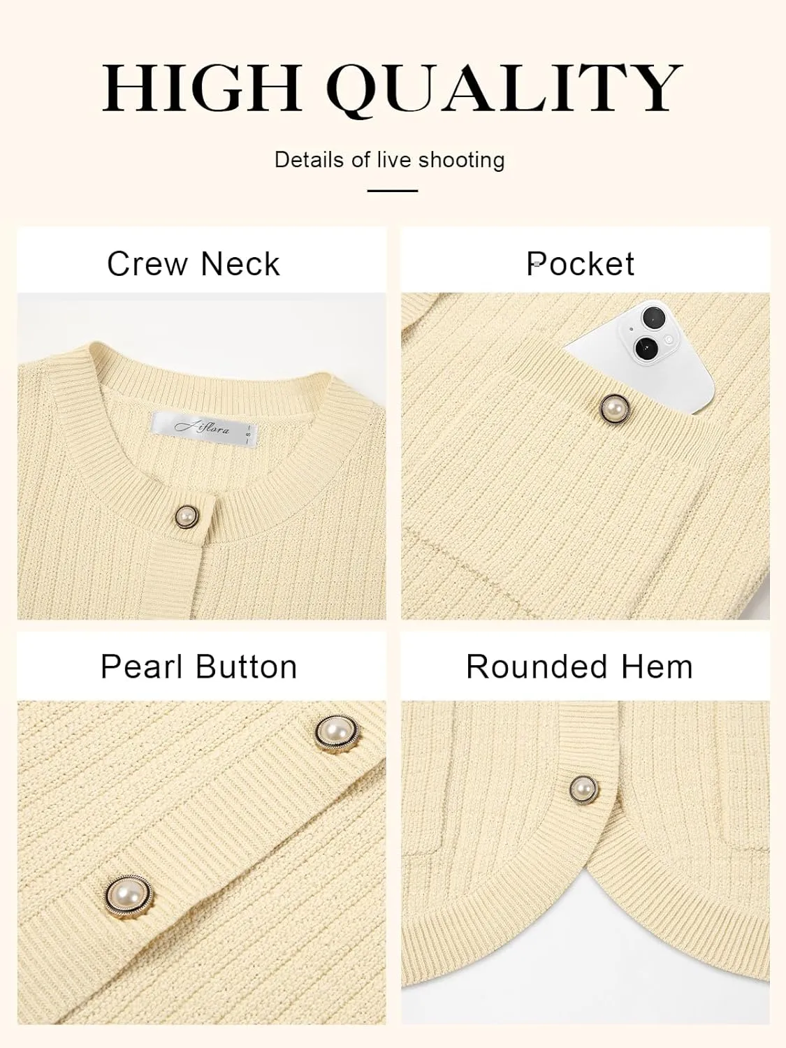 Women's Summer Short Sleeve Cardigans Cropped Tweed Blazers Button Up Knitted Sweater Jacket for Dress with Pockets