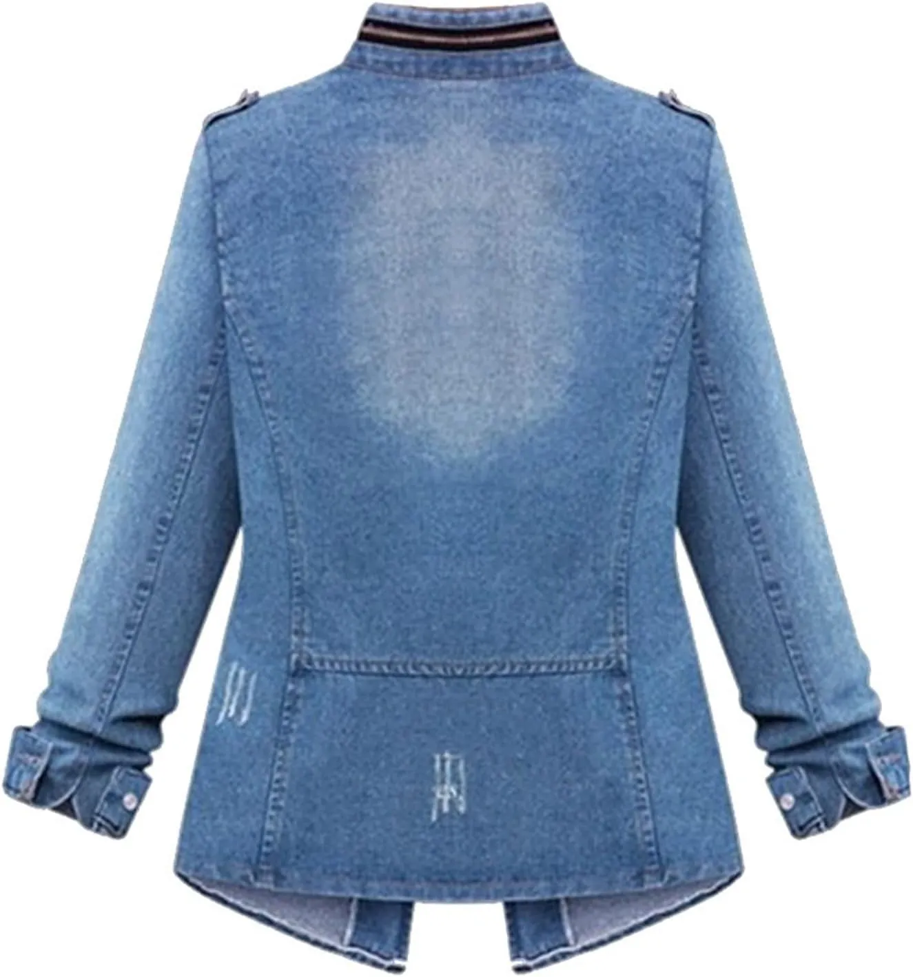 Women's Trendy Jean Jacket Zipper Pockets Blue Denim Jackets 2025 Ladies Plus Size Casual Fall Winter Coats
