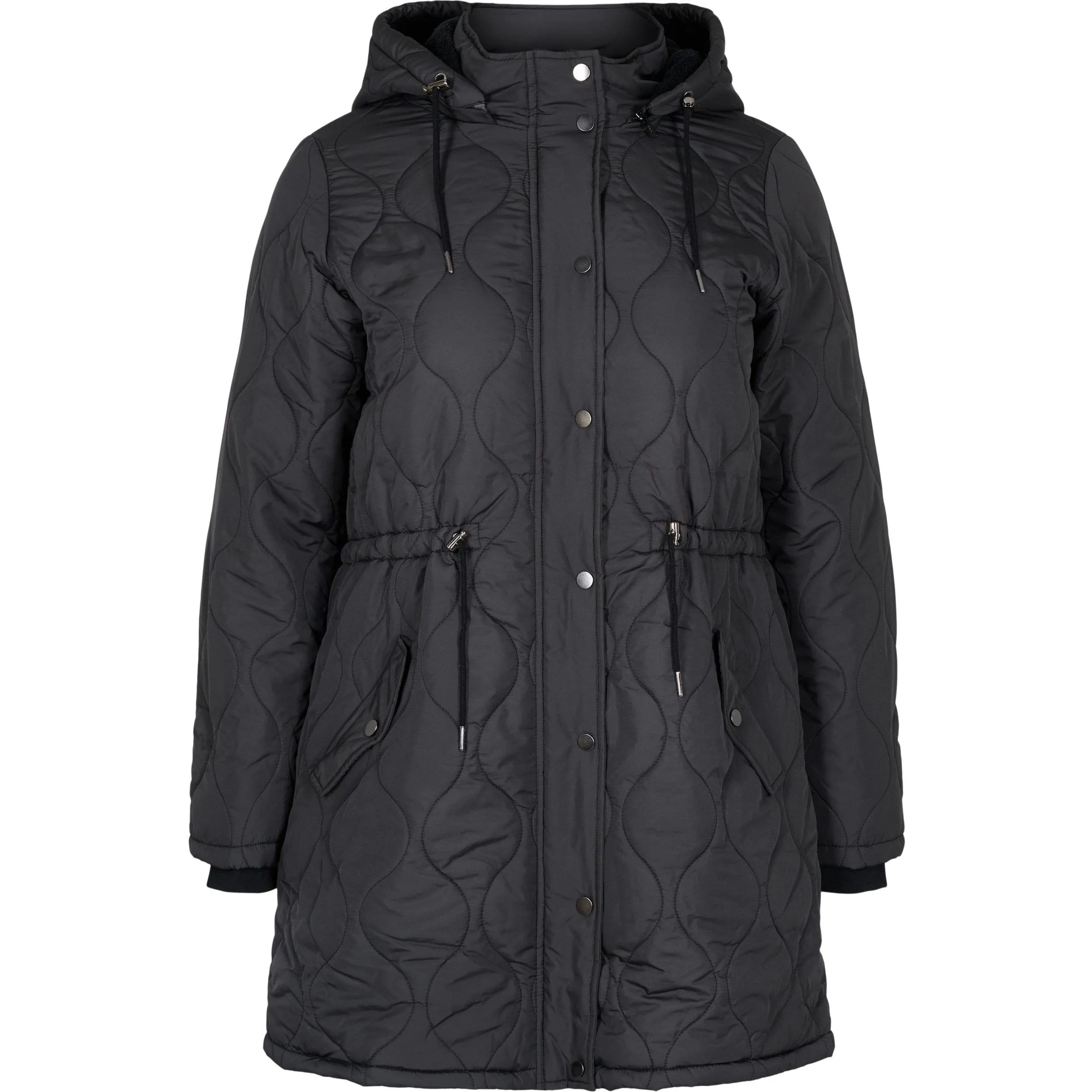 Zizzi Fleece Lined Coat in Black